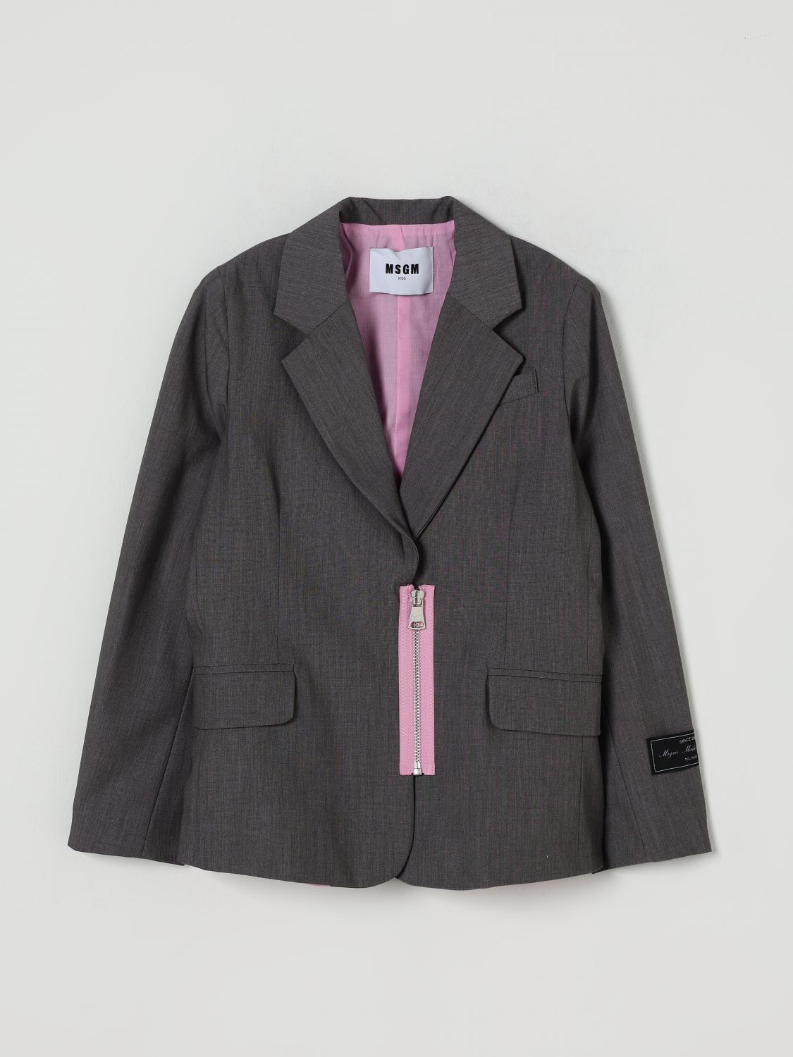 Msgm Zip-detail Jacket In Gray