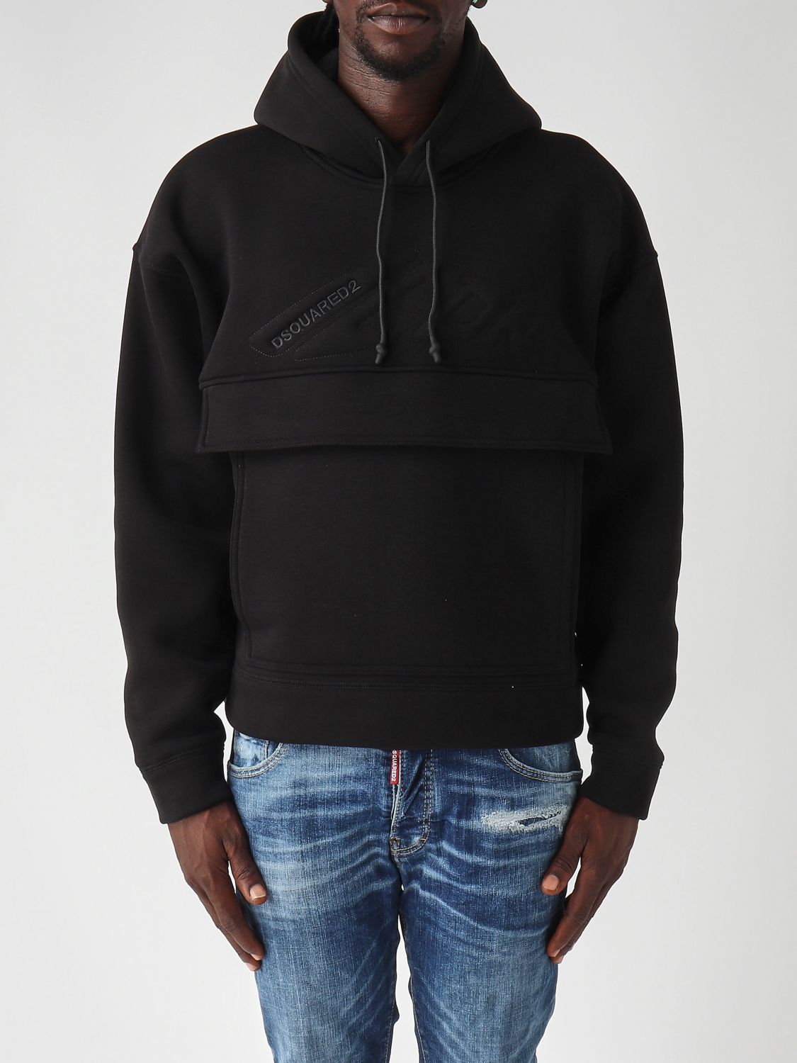 Dsquared2 Loose Fit Hoodie Icon Nuova Generazione In Misto Cotone Sweatshirt In Black