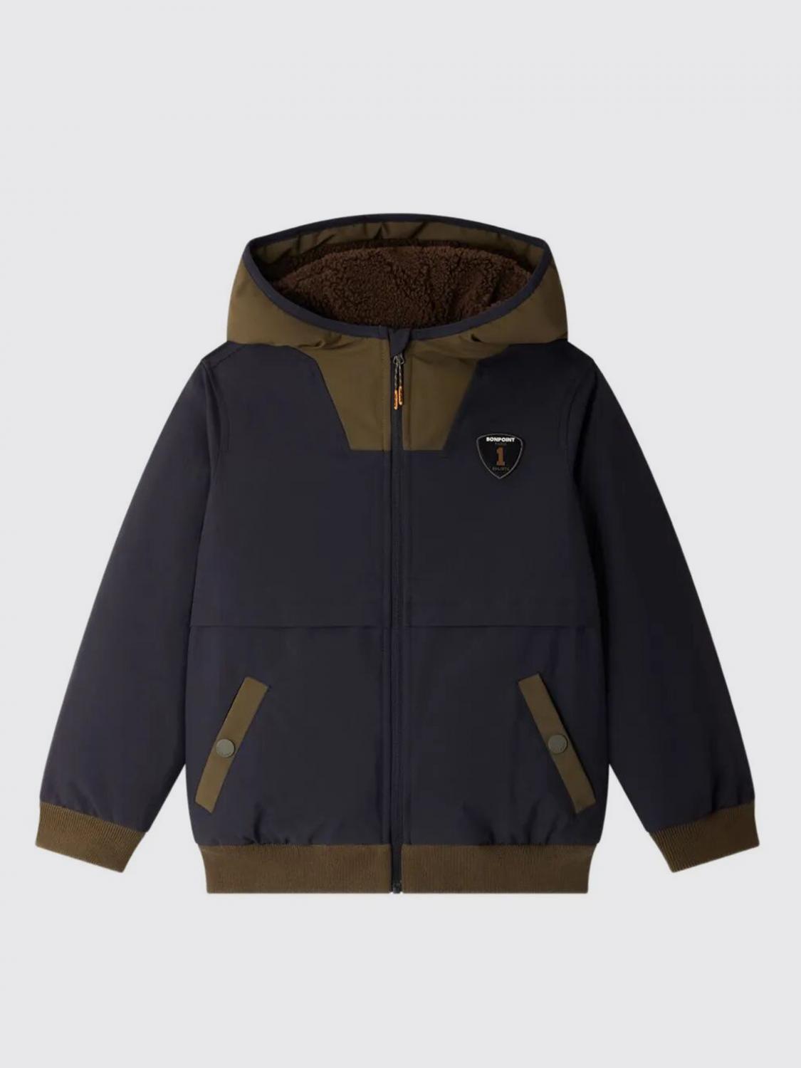 Bonpoint Logo Crest Puffer Jacket In Blue