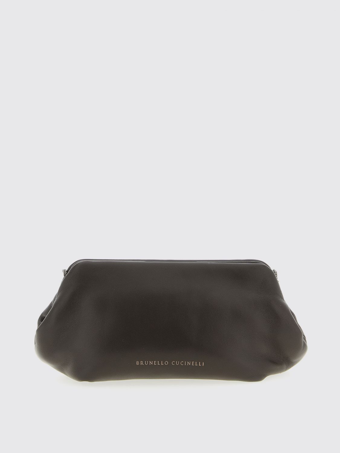 Brunello Cucinelli Chain Strap Shoulder Bag With Soft Texture In Gray