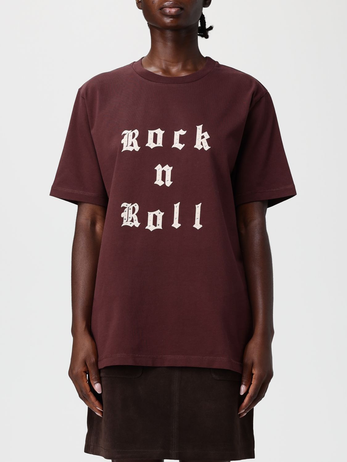 Zadig & Voltaire Edwin Rock N Roll Strass T-shirt In Burgundy