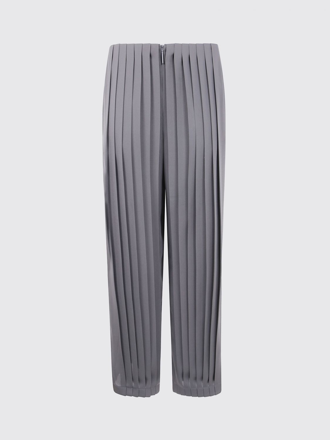 Giorgio Armani Pleated Silk Trousers In Gray