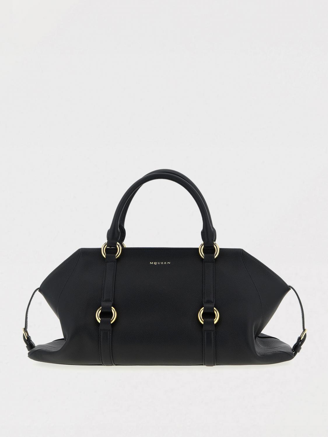 Alexander Mcqueen Farringdon Medium Elongated Calf Leather Shoulder Bag In Black