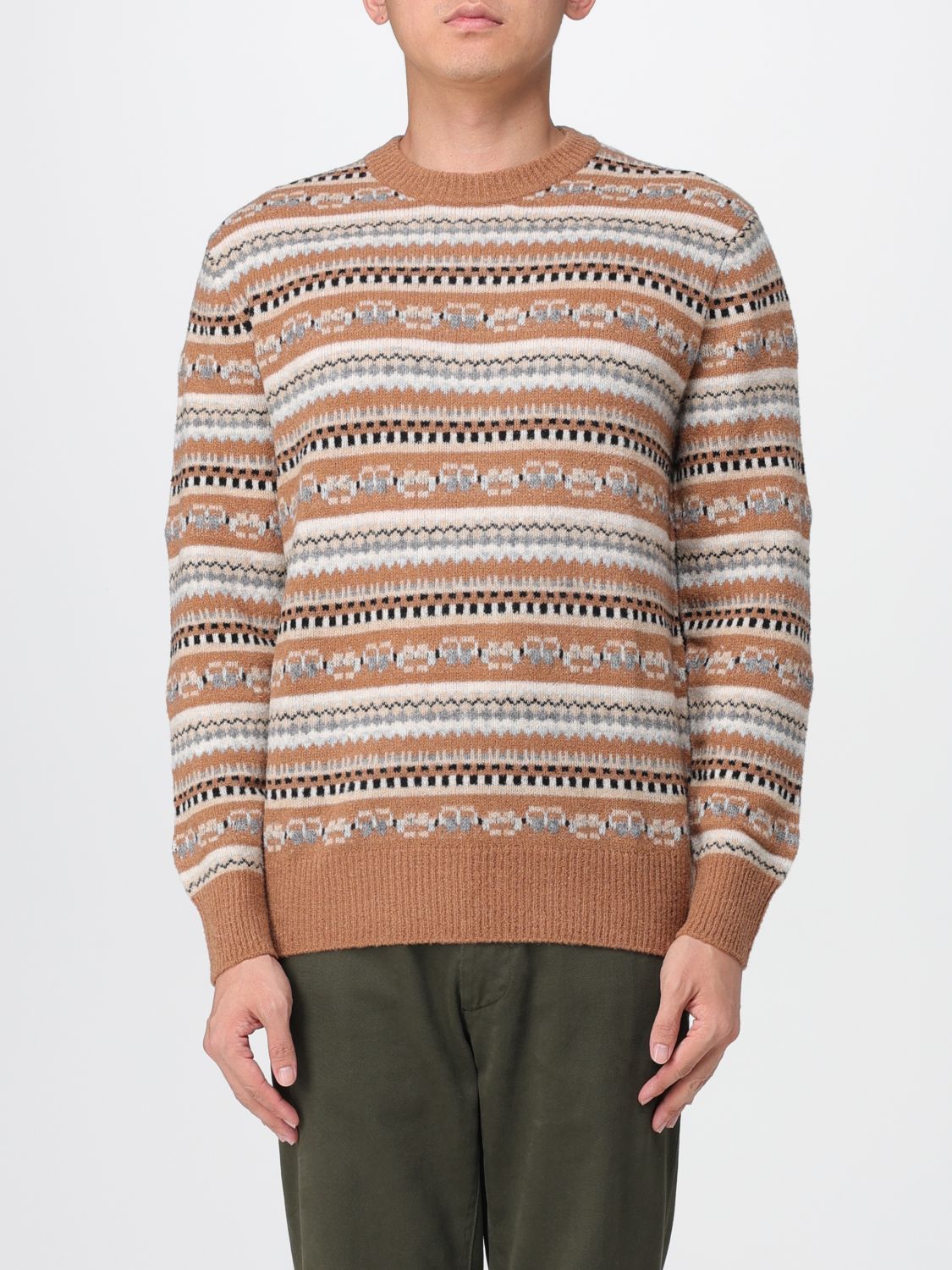 Ballantyne Fairisle Crew-neck Sweater In Brown