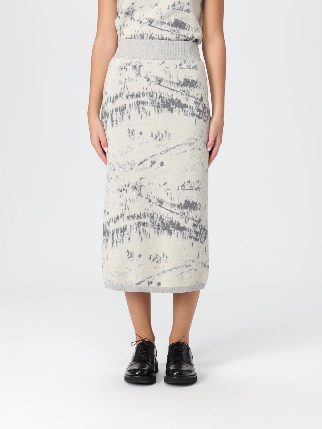 Ballantyne Tailored Knee-length Skirt With Classic Checkered Pattern In Gray