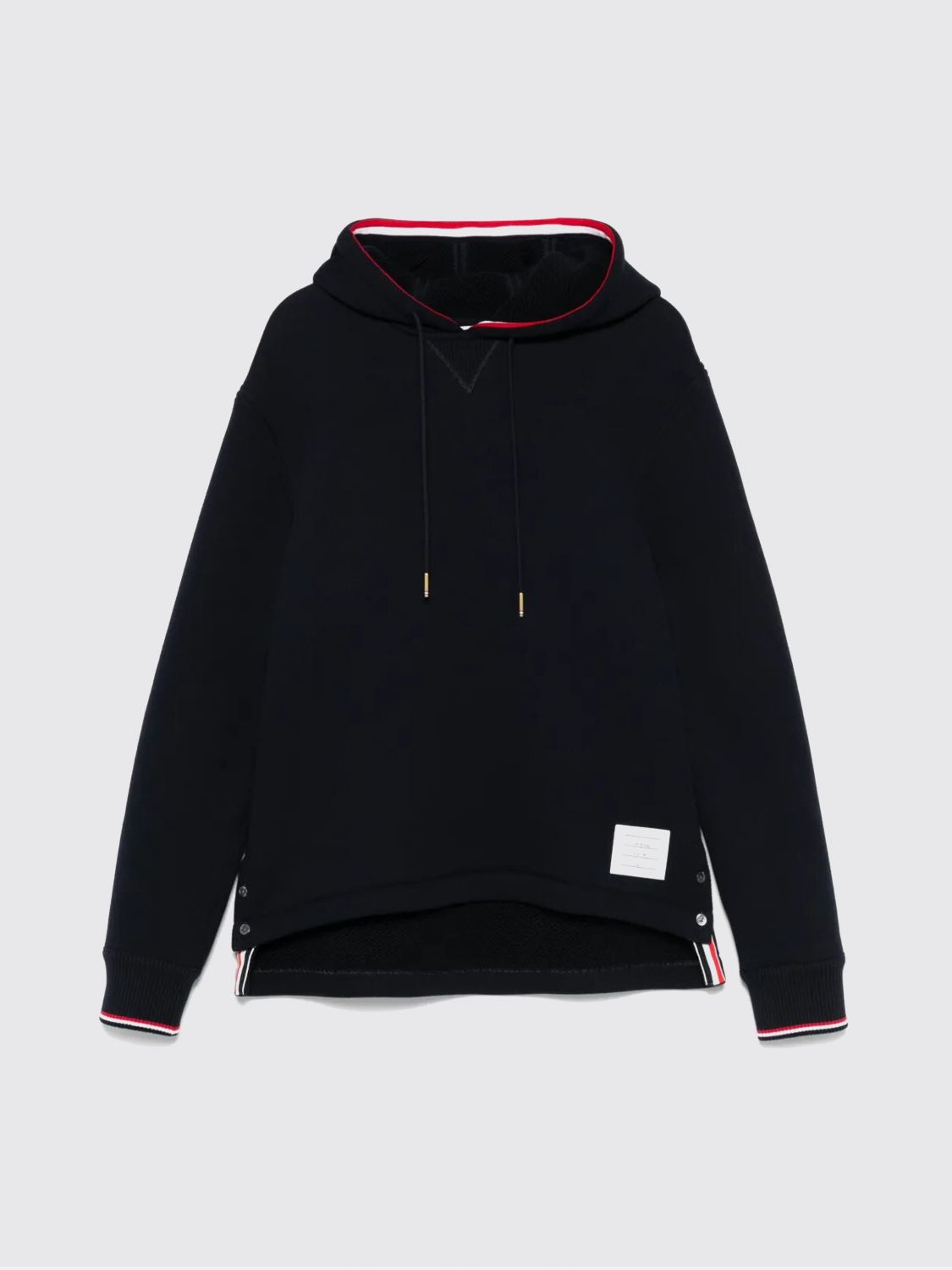 Thom Browne Oversized Hoodie Pullover With Rwb Tipping Stripe In Chunk In Black