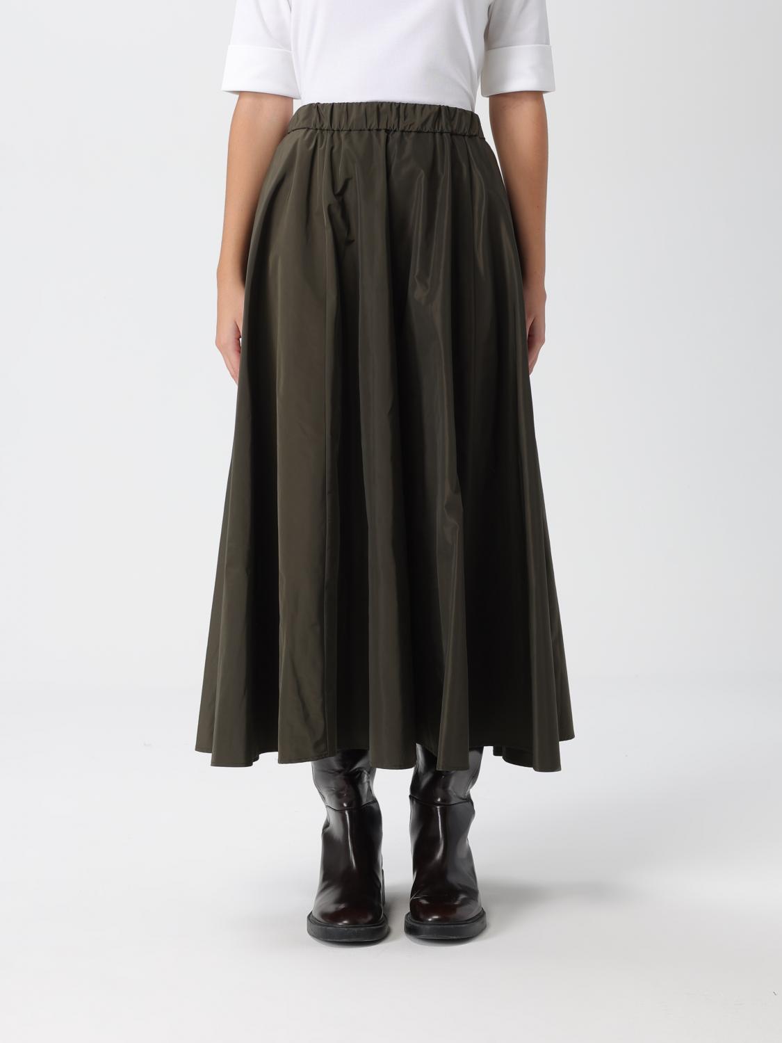 Aspesi Expanded Midi Skirt With Elastic Waistband In Green