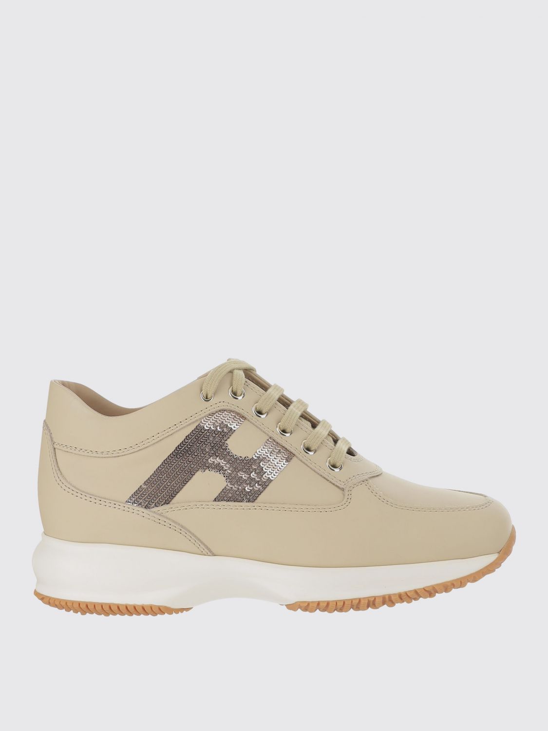 Hogan Sequin-embellished Low-top Trainers In Nude