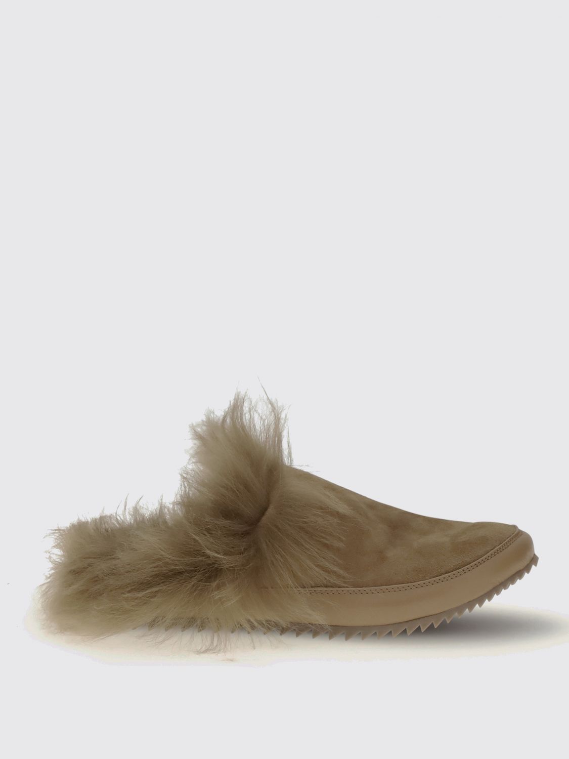 Pedro Garcia Fur-trimmed Suede Mules In Neutral