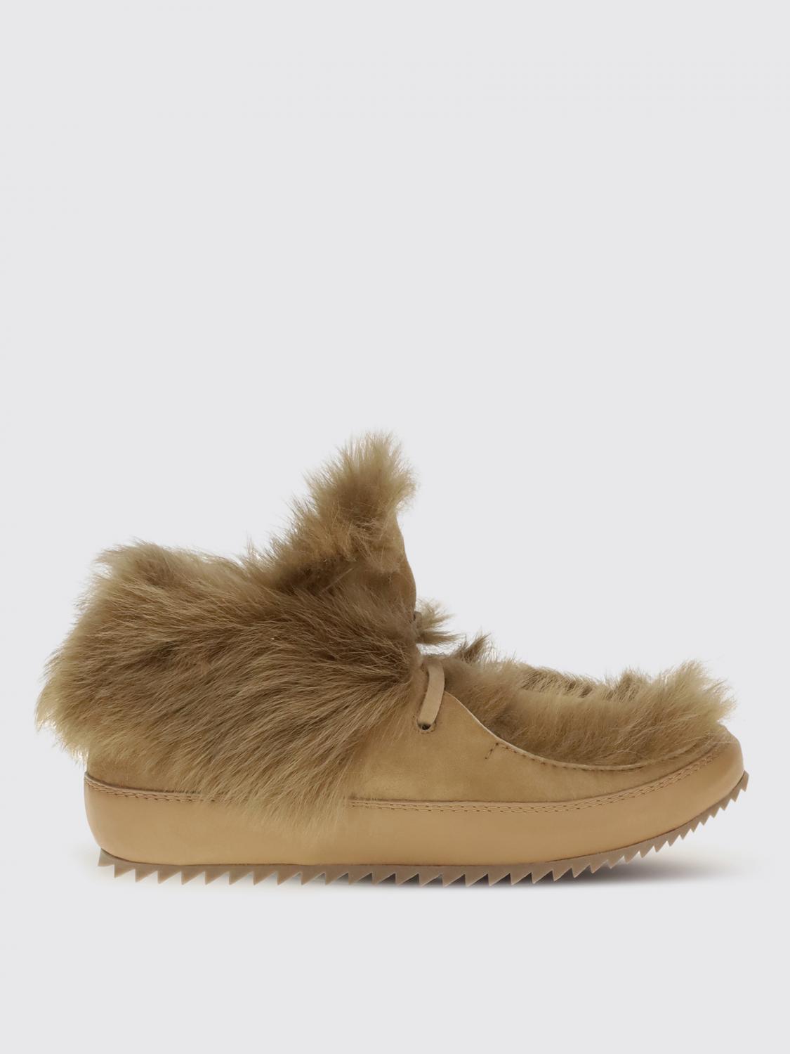 Pedro Garcia Jadine Fur-lined Mixed Leather Moccasins In Brown