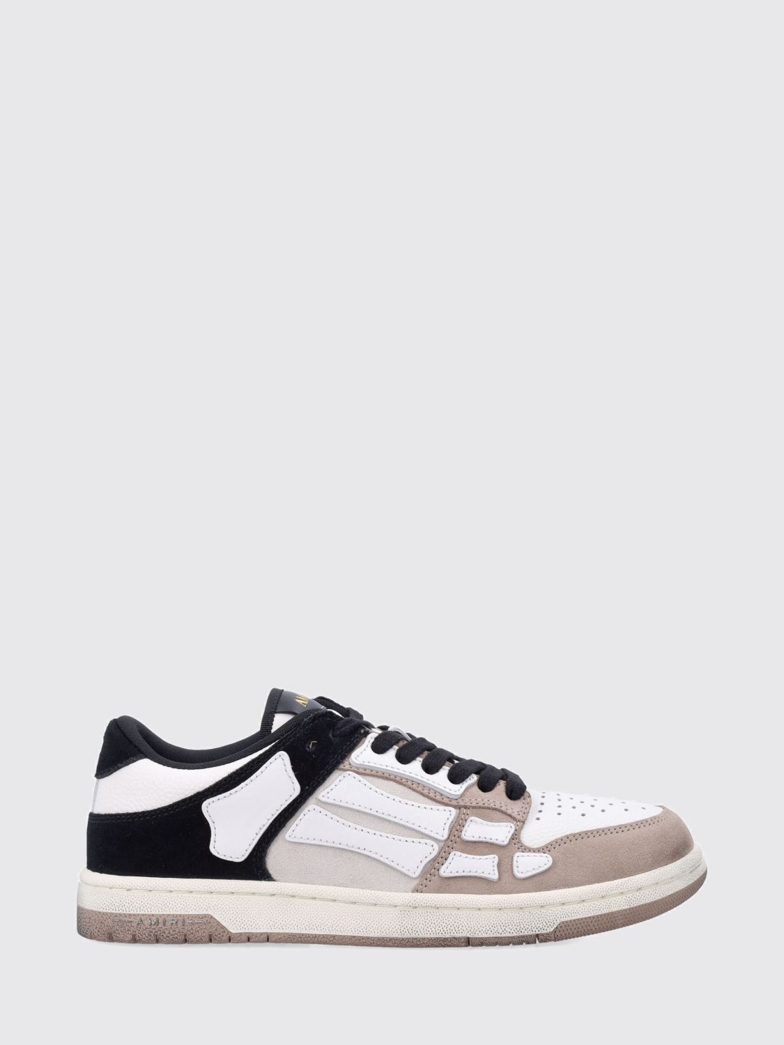 Amiri Two-tone Leather Skel Sneakers With Textured Finish In Multi
