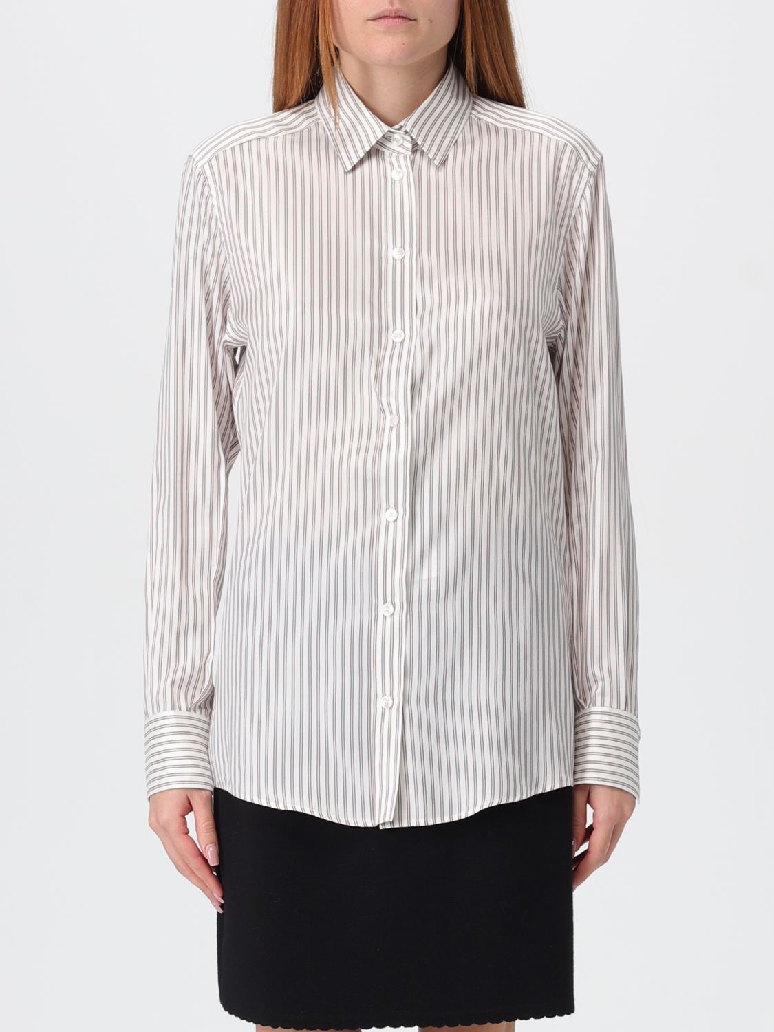 Dolce & Gabbana Silk Shirt With Striped Print Clothing In White