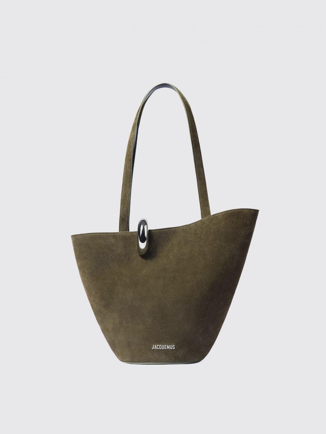 Jacquemus Medium Bambola Suede Bucket Bag In Green