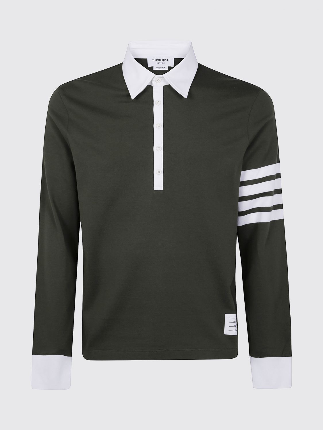 Thom Browne Classic Fit Long Sleeve Rugby In Med Weight Jersey With En In Green