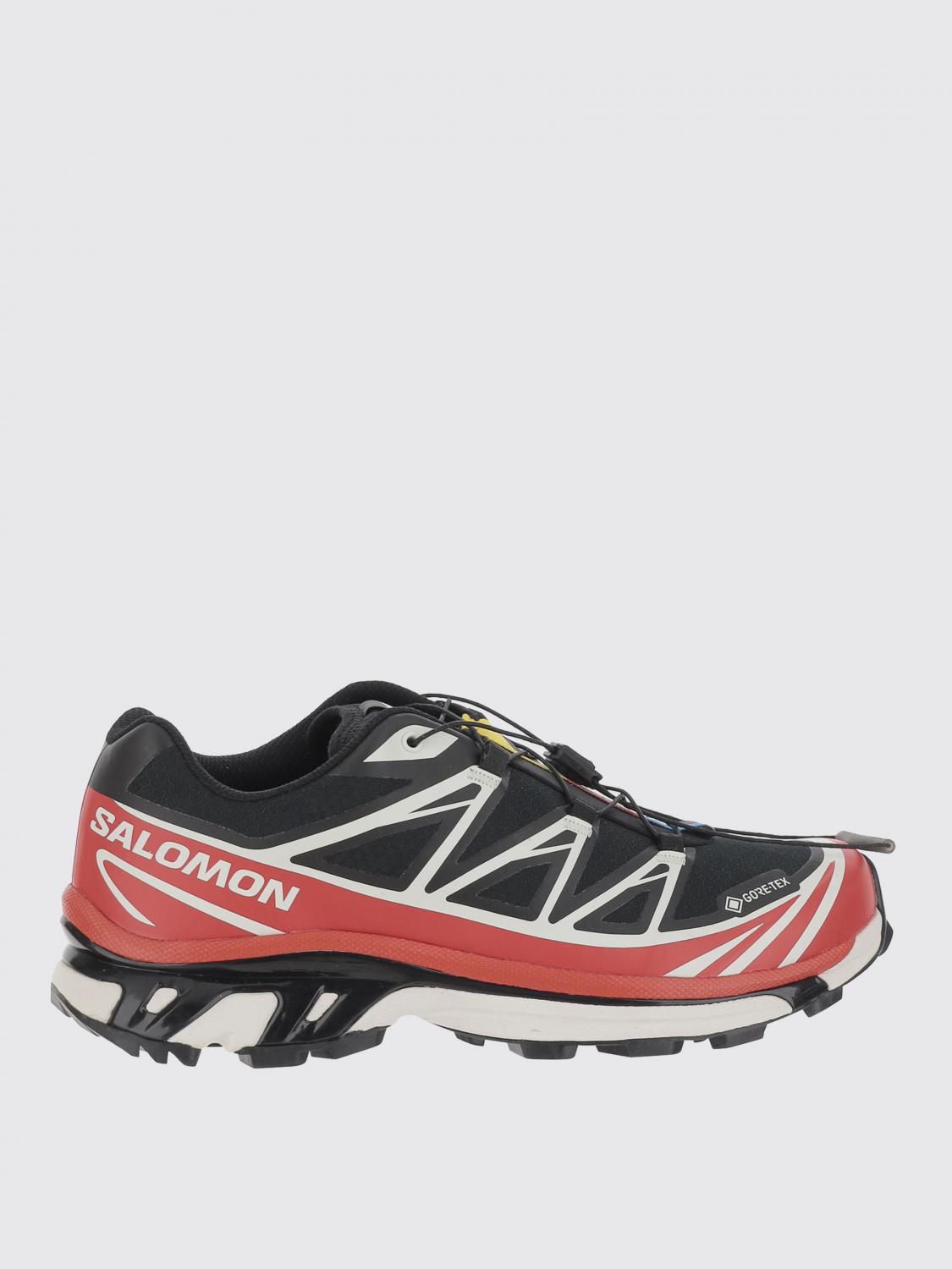 Salomon Black Xt6 Gtx Sneakers With Gore-tex Detailing In Red