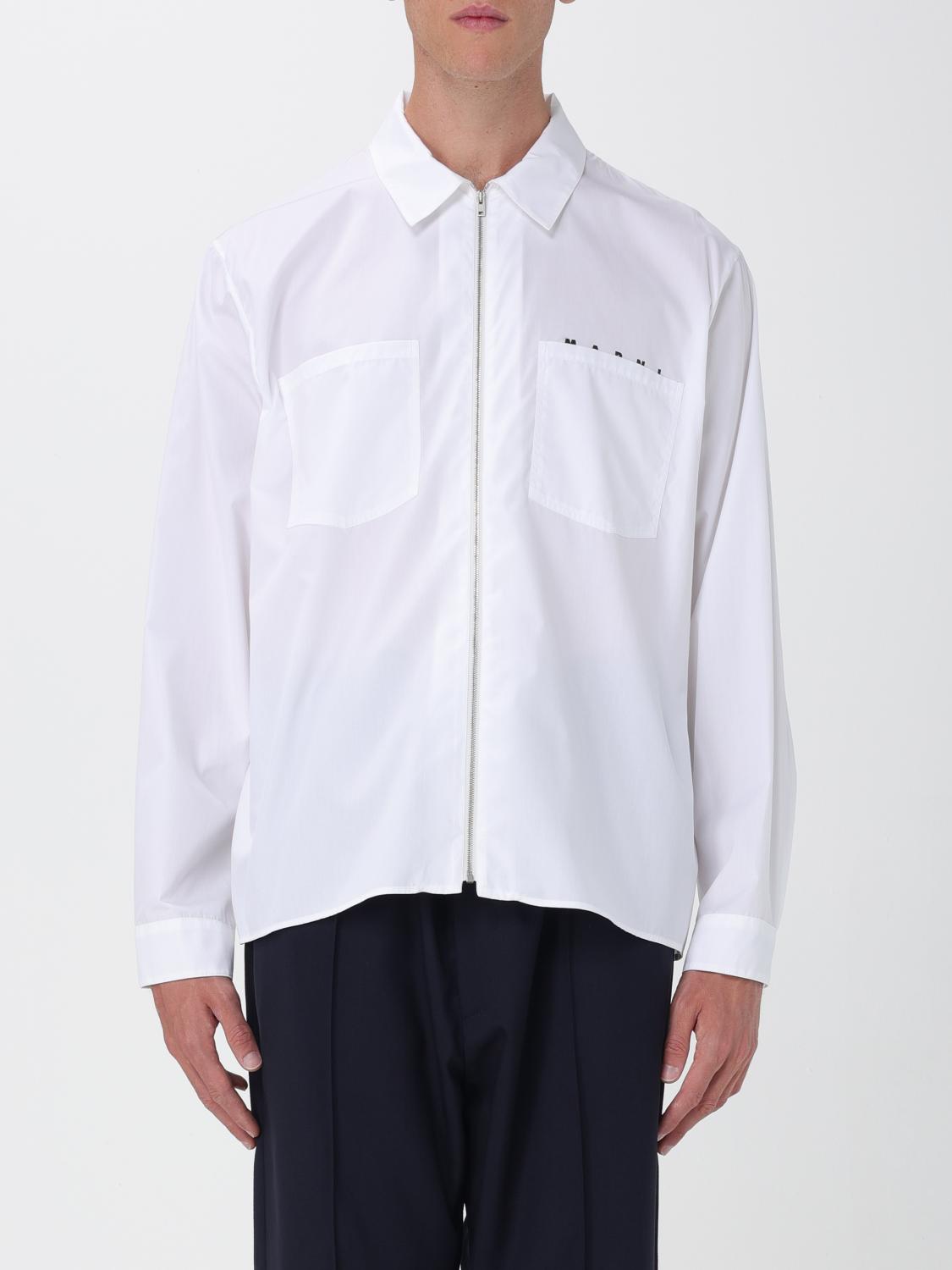 Marni Front-zipper Shirt With Classic Collar In White