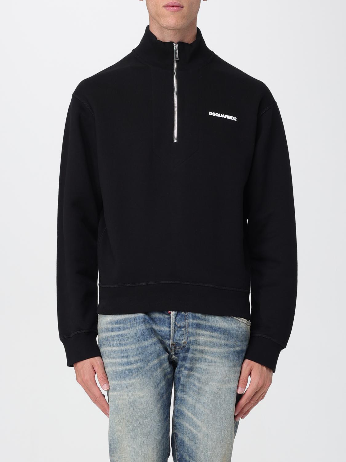 Dsquared2 Black High Neck Sweatshirt With Lettering Logo On The Front In Cotton Man In Black