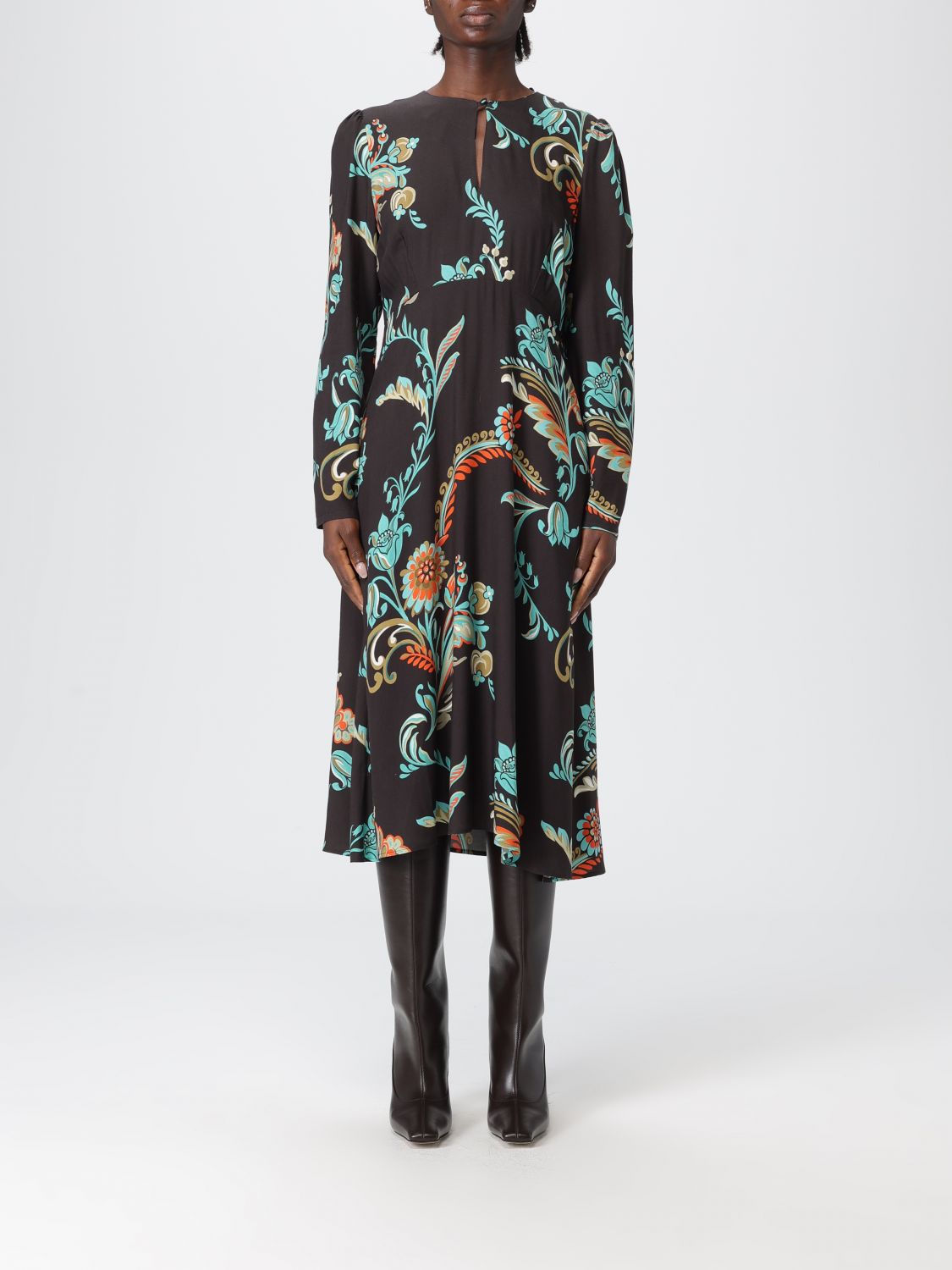 Etro Floral Midi Dress In Multi
