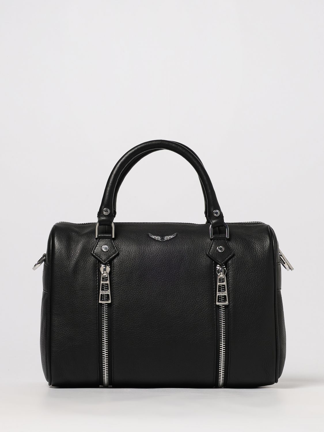 Zadig & Voltaire Structured Shoulder Bag With Double Zipper Detail In Black