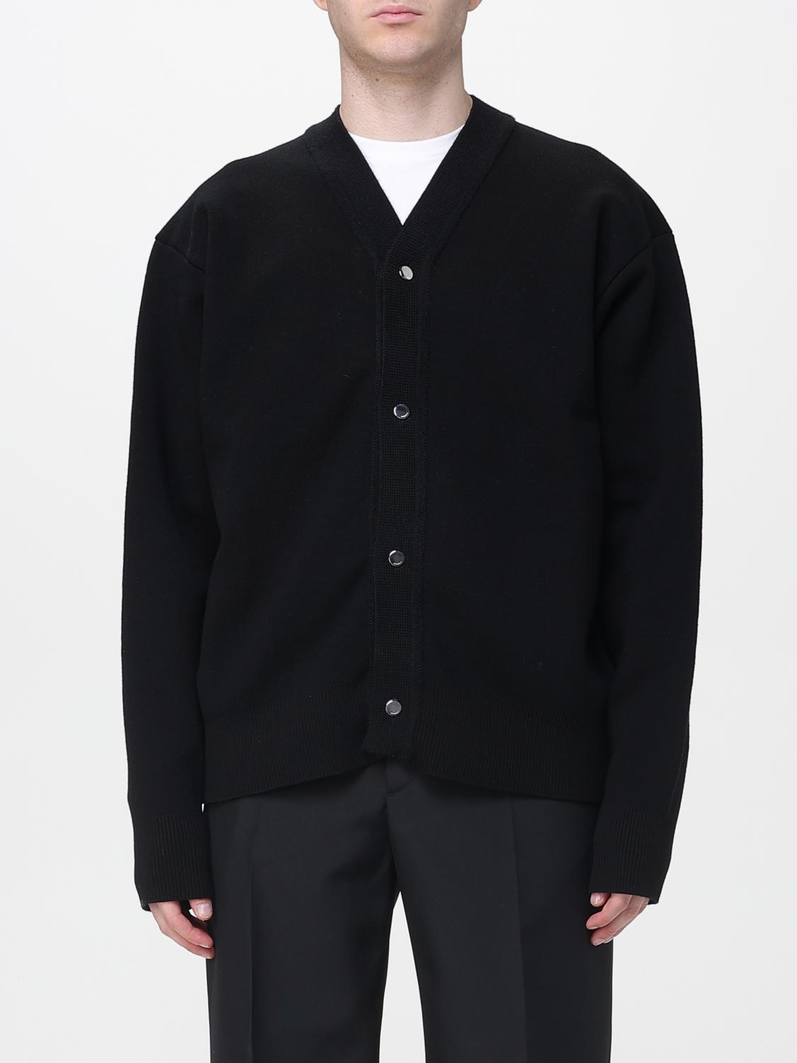 Jacquemus Men Black V-neck Cardigan With J Logo On The Back In Wool Man