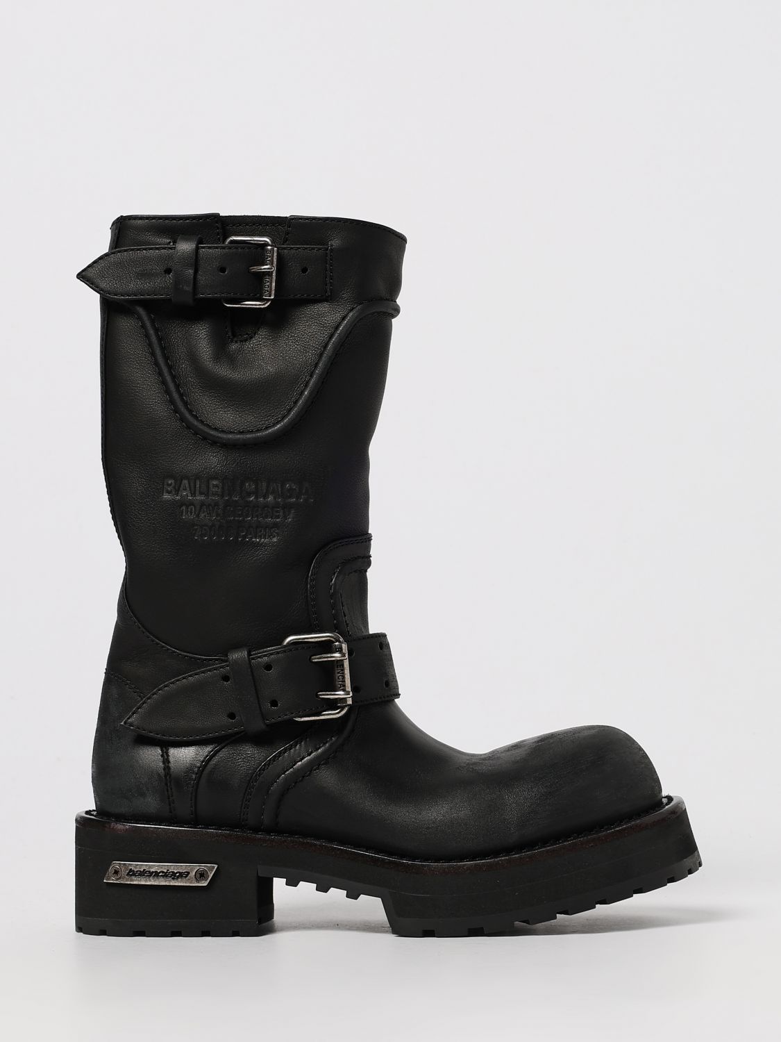 Balenciaga Venom Boots In Worn-out Effect Leather Shoes In Black