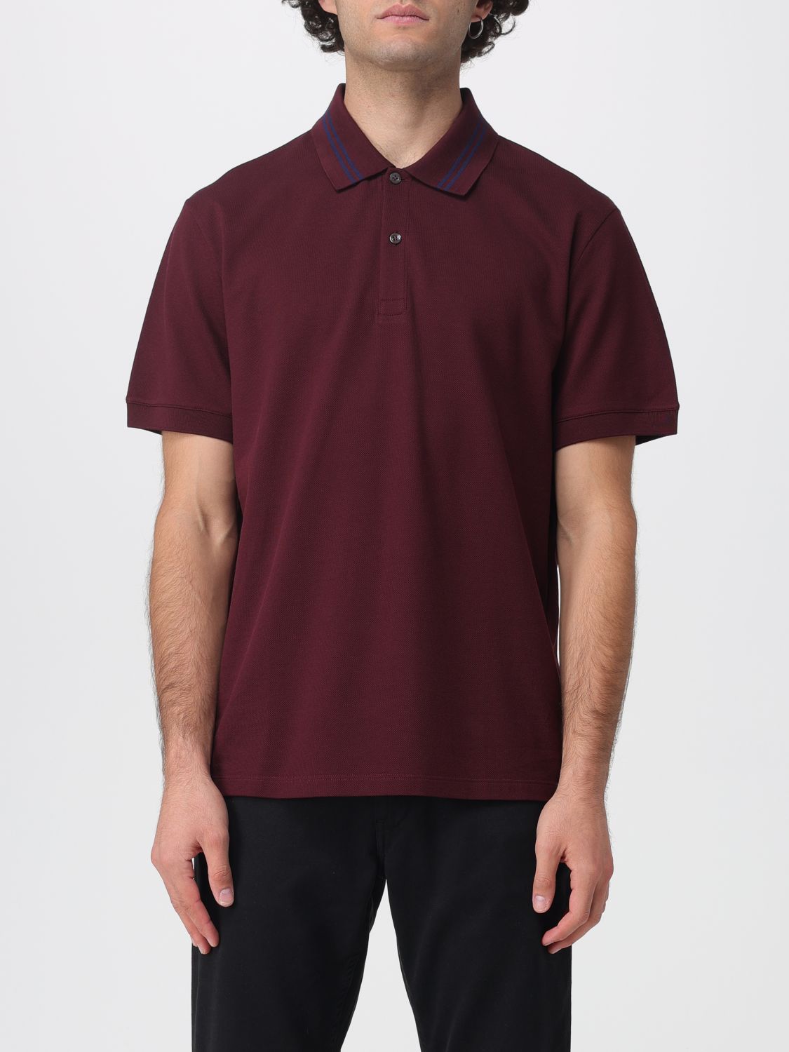 Alexander Mcqueen Men Polo Shirt With Logo On The Collar In Burgundy