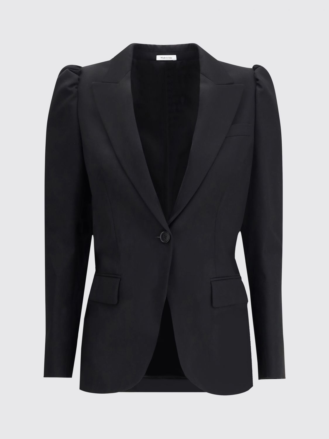 Alexander Mcqueen Tailored Jacket With Notched Lapels And Padded Shoulders In Black