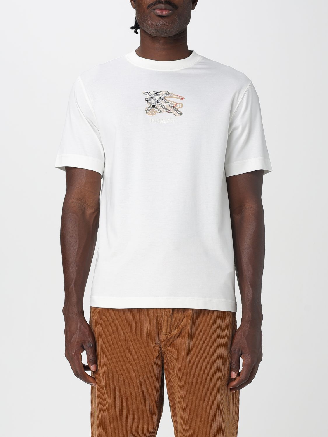 Burberry Equestrian Knight Design Cotton T-shirt In White