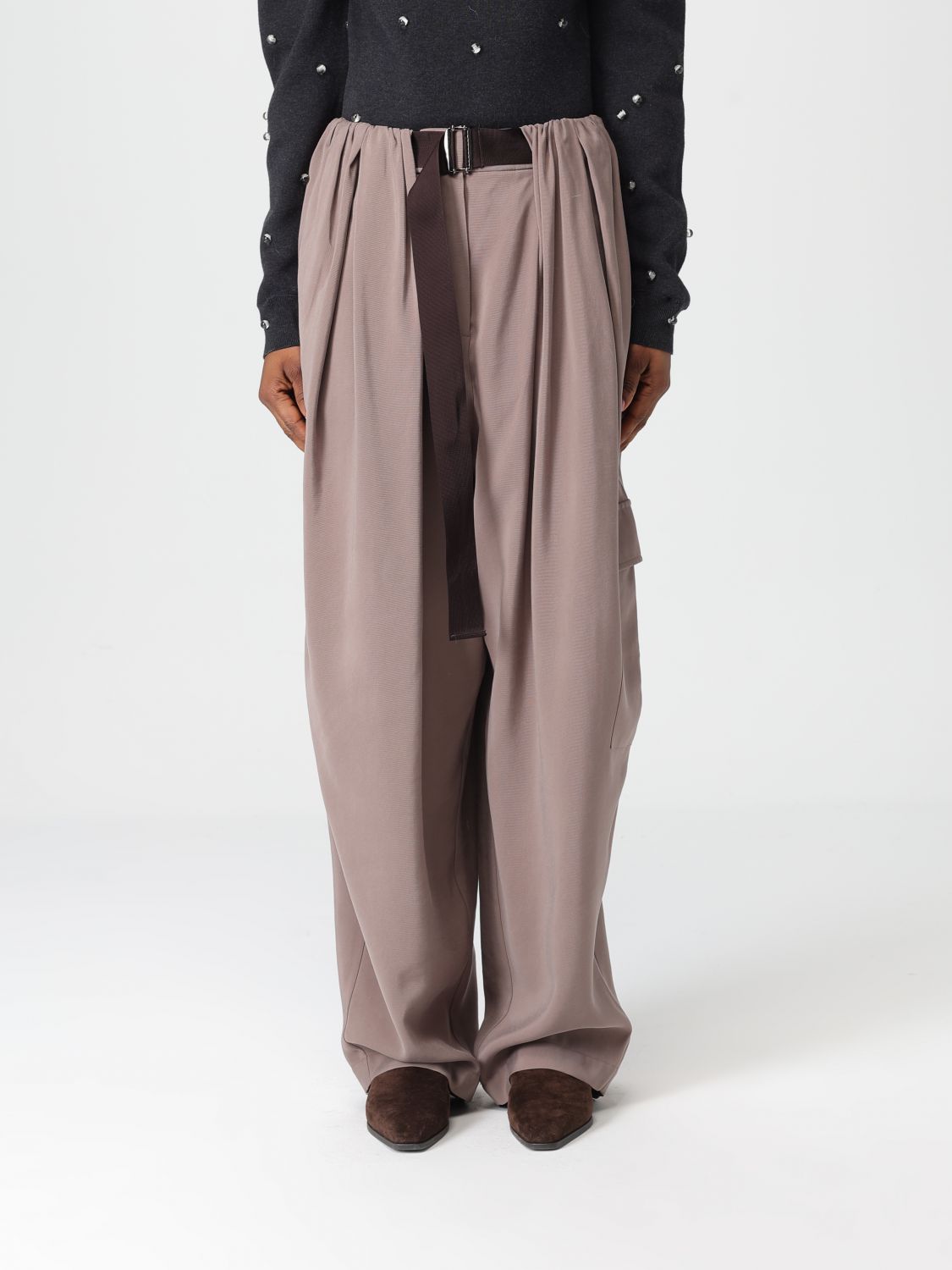 Alysi Cargo Pants Ruffled Effect In Gray