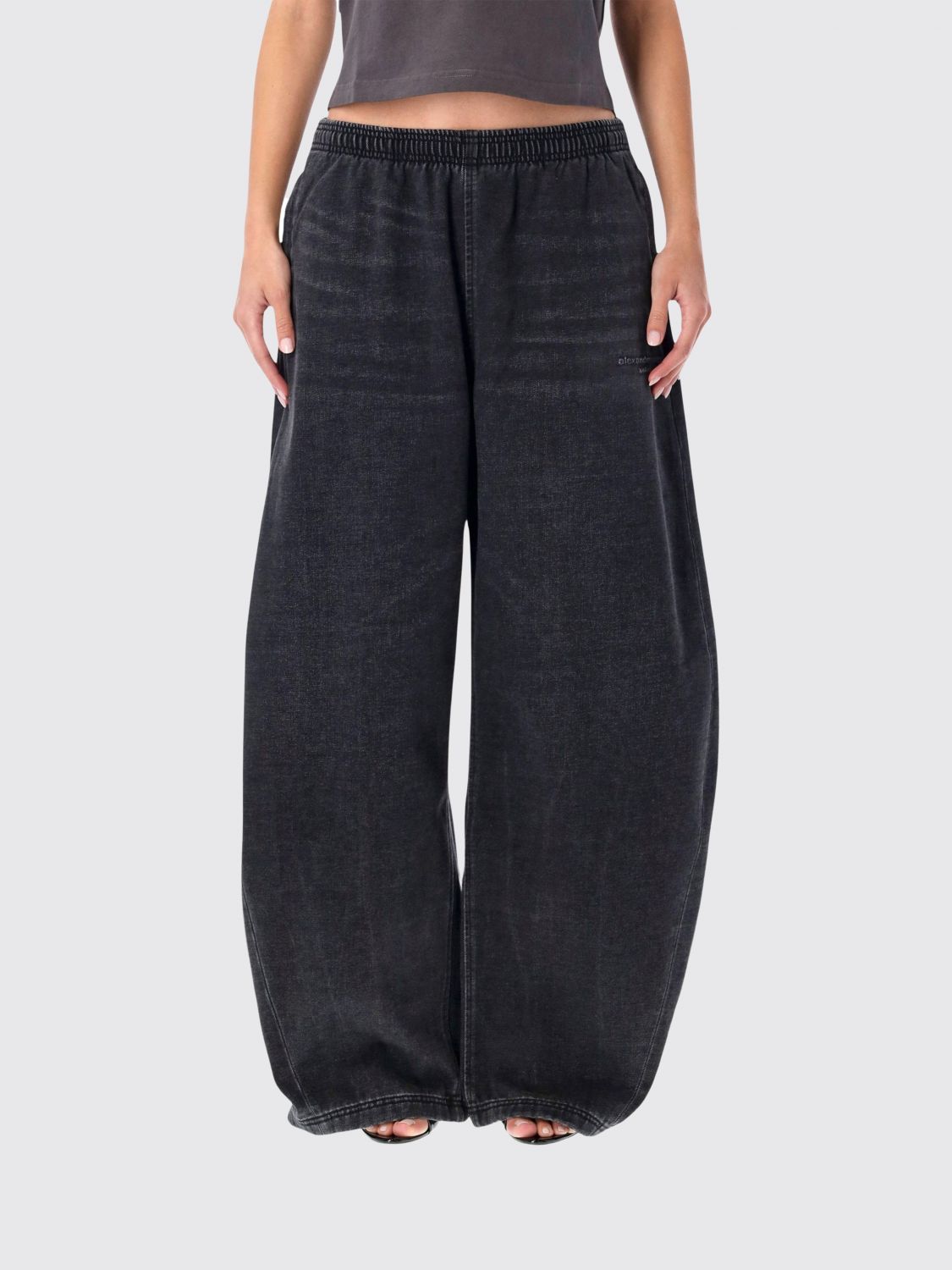 Alexander Wang Wide-leg Black Denim Sweatpants In Black