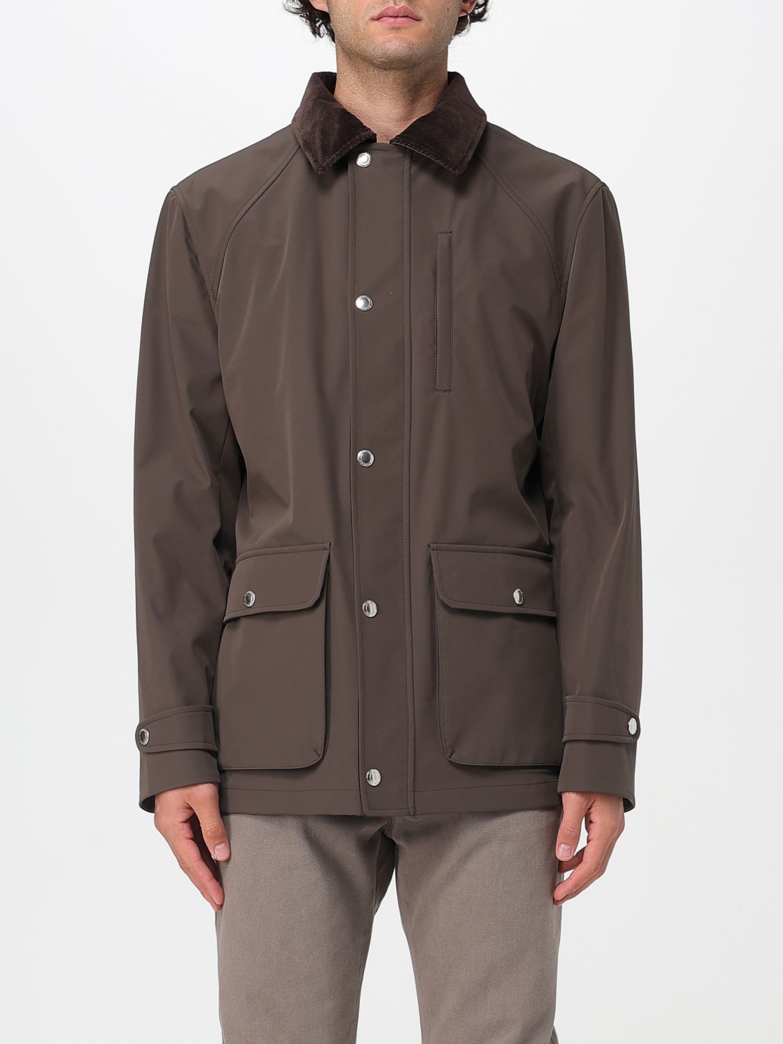 Brunello Cucinelli Corduroy-trimmed Field Jacket In Brown