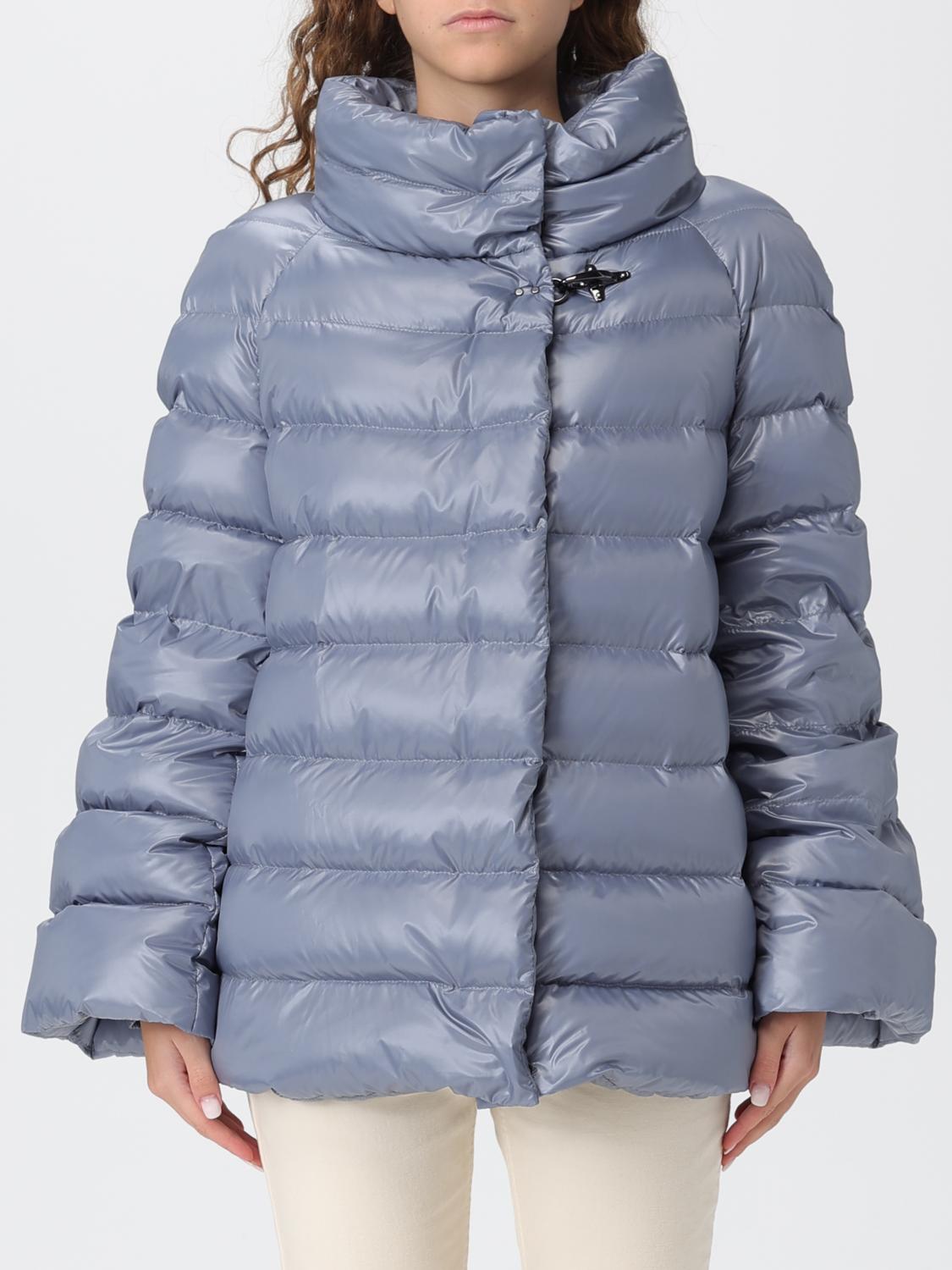 Fay Funnel-neck Quilted Coat In Blue