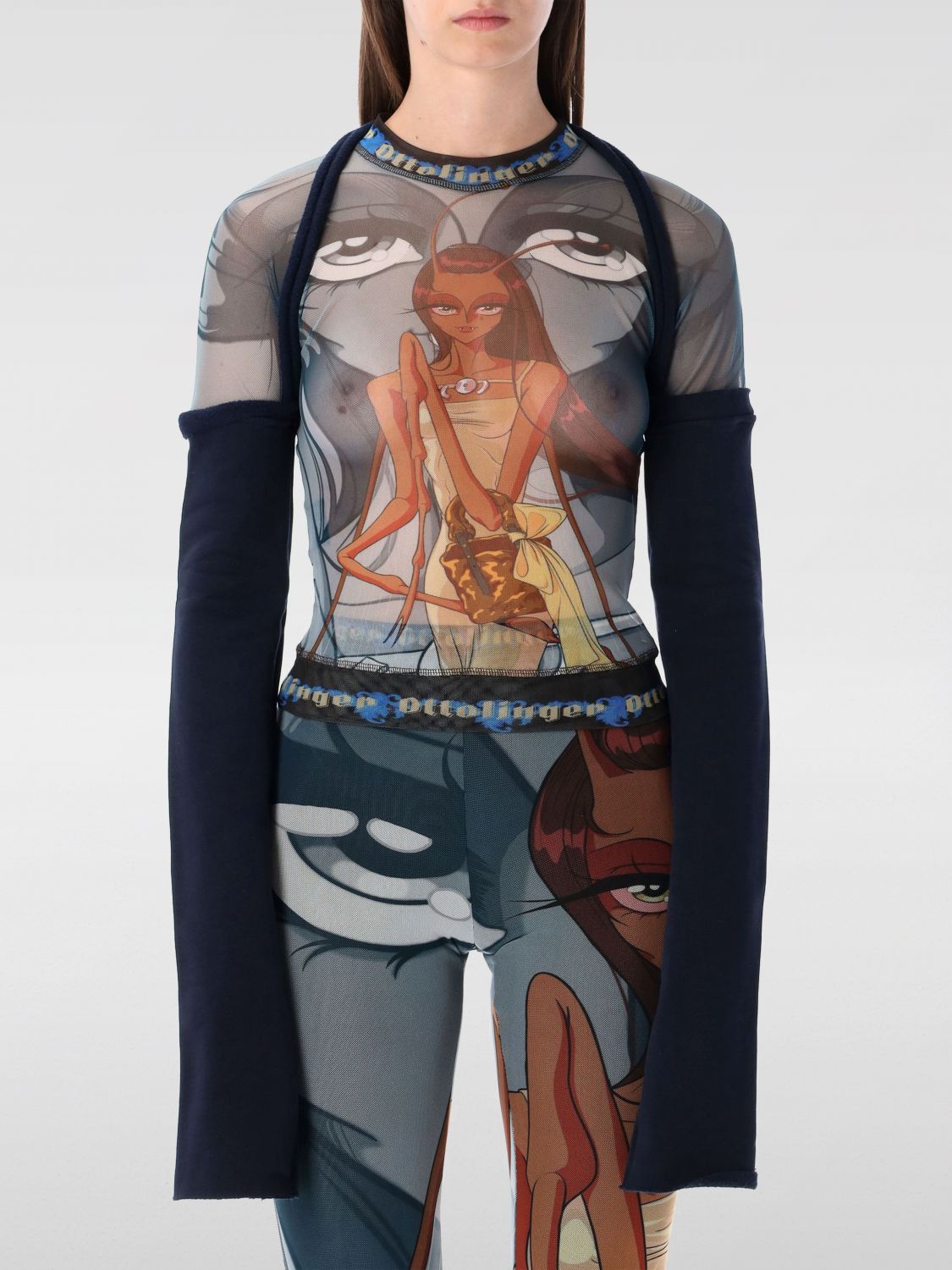 Ottolinger Julien Mesh-panel Long-sleeve Top In Multi