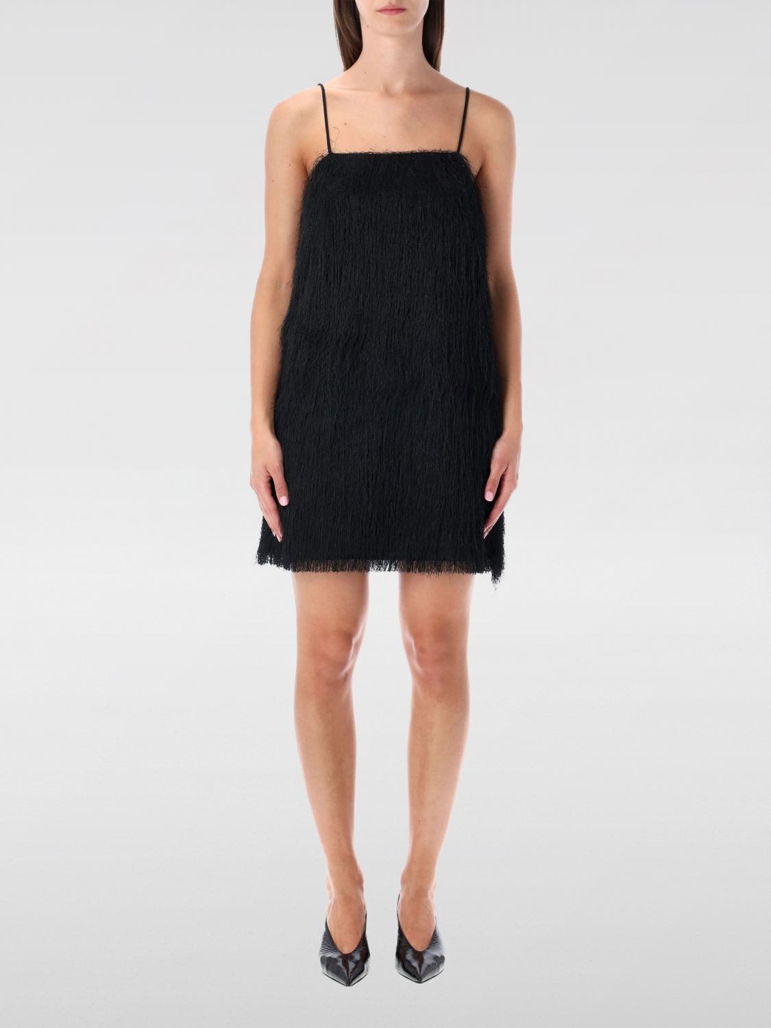 By Malene Birger Black Fringe Ledo Mini Dress In Black