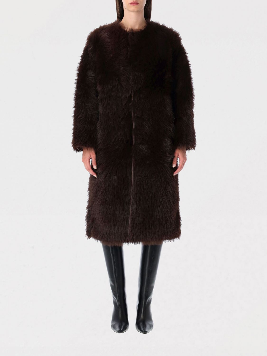 Urbancode Plush Reversible Faux Fur Coat In Black
