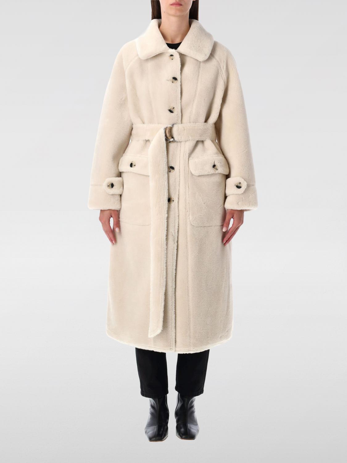 Urbancode Reversible Faux Fur Belted Coat With Suede Interior In White