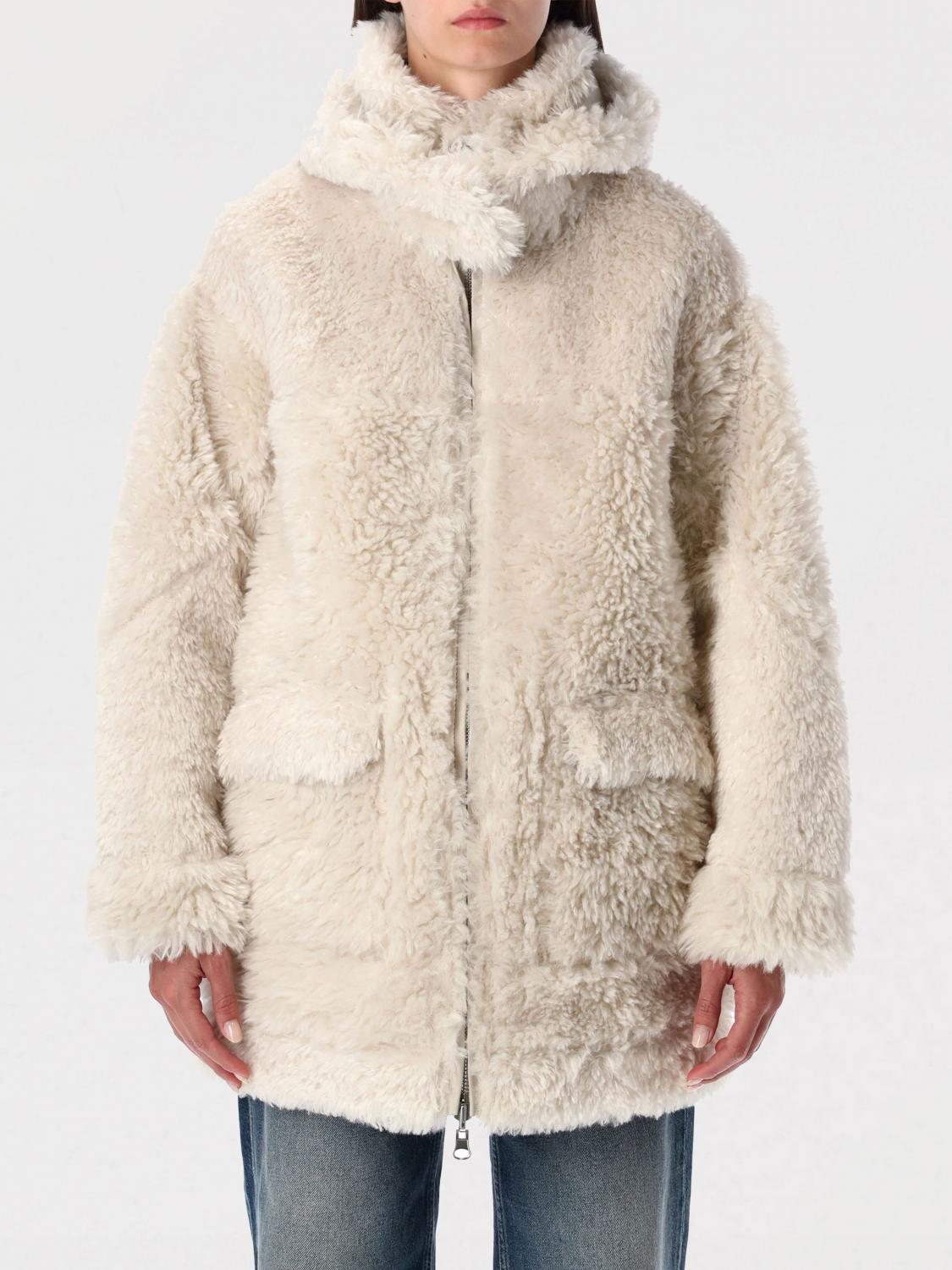 Urbancode Hooded Fleece-lined Coat In White