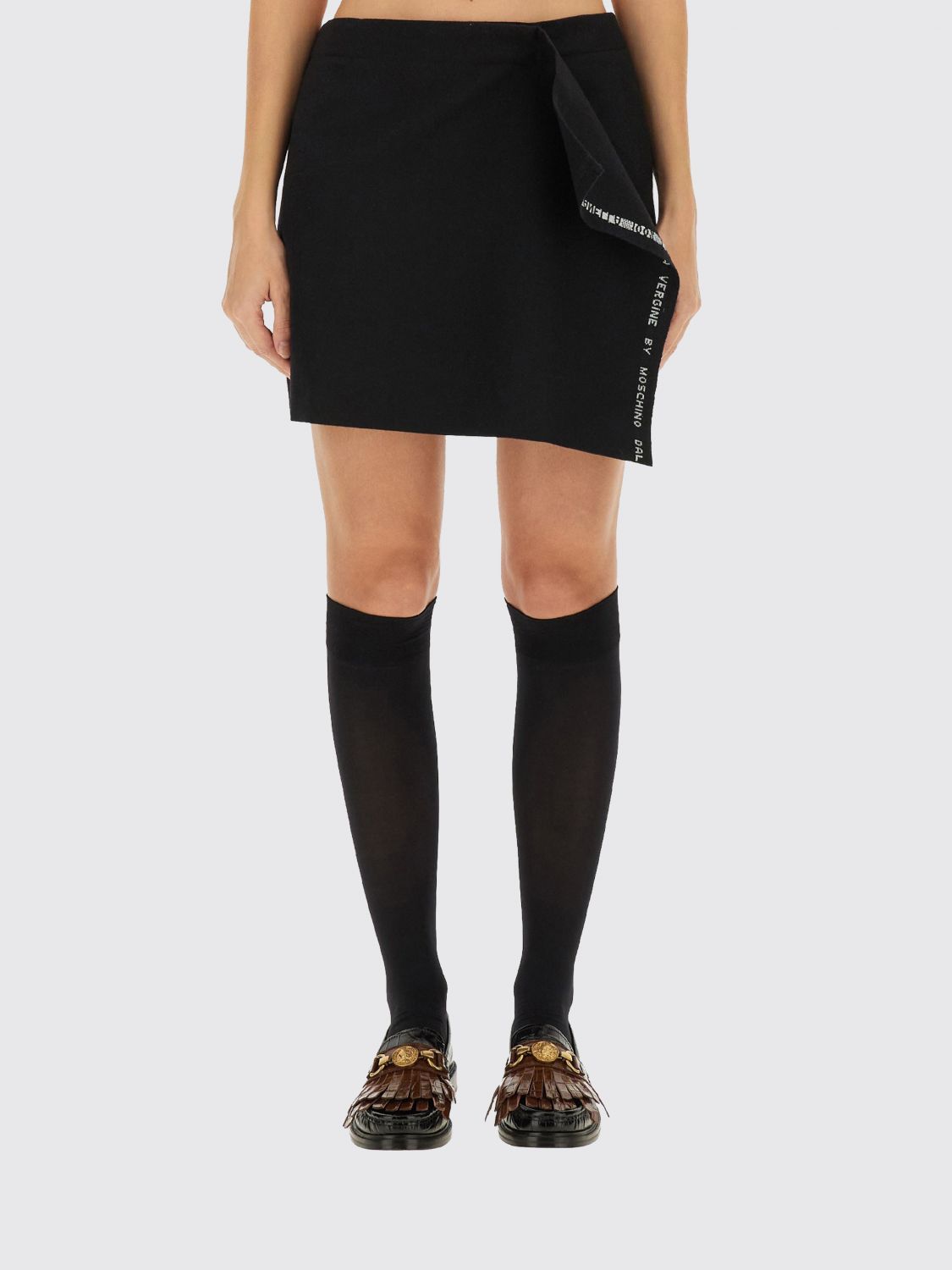 Moschino Wool Wrap Skirt In Black
