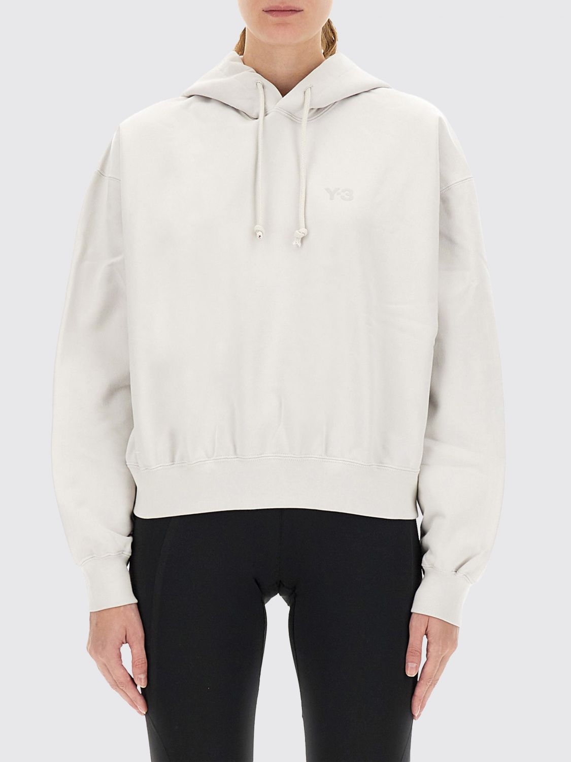 Y-3 Logo Hooded Sweatshirt Drawstring Style In White