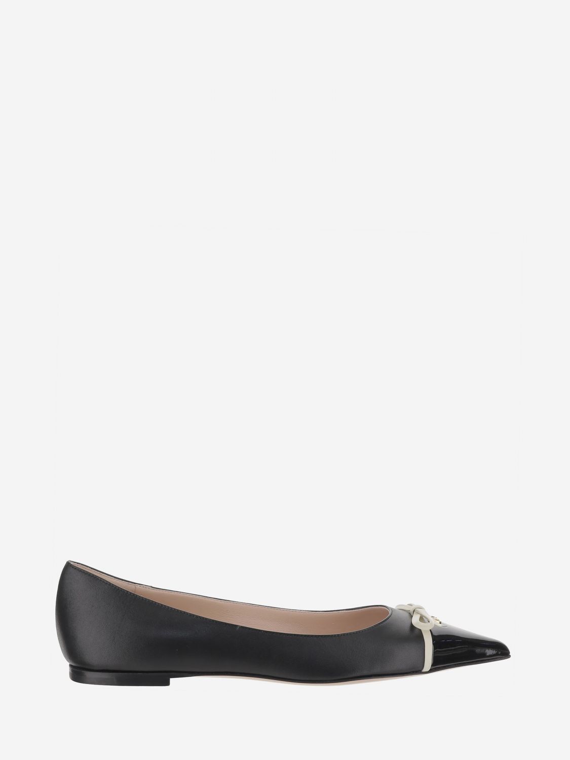 Valentino Vlogo Leather Ballerina Flat In Black