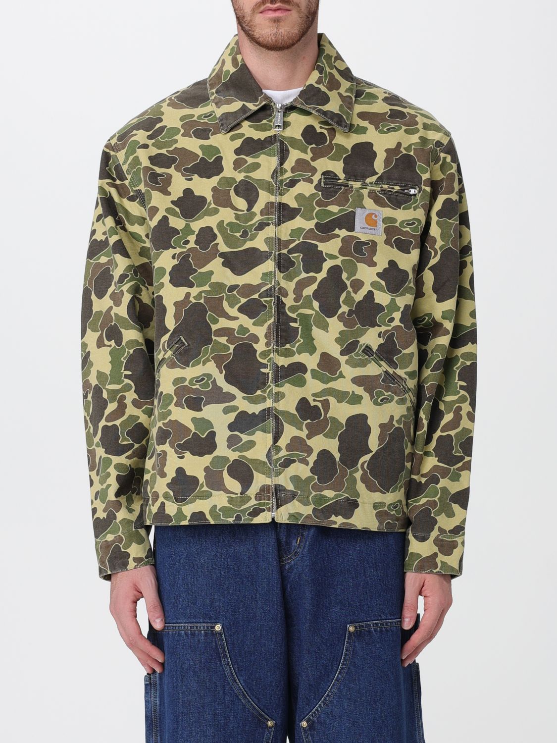 Carhartt Camouflage Patterned Button-down Collar Shirt In Green
