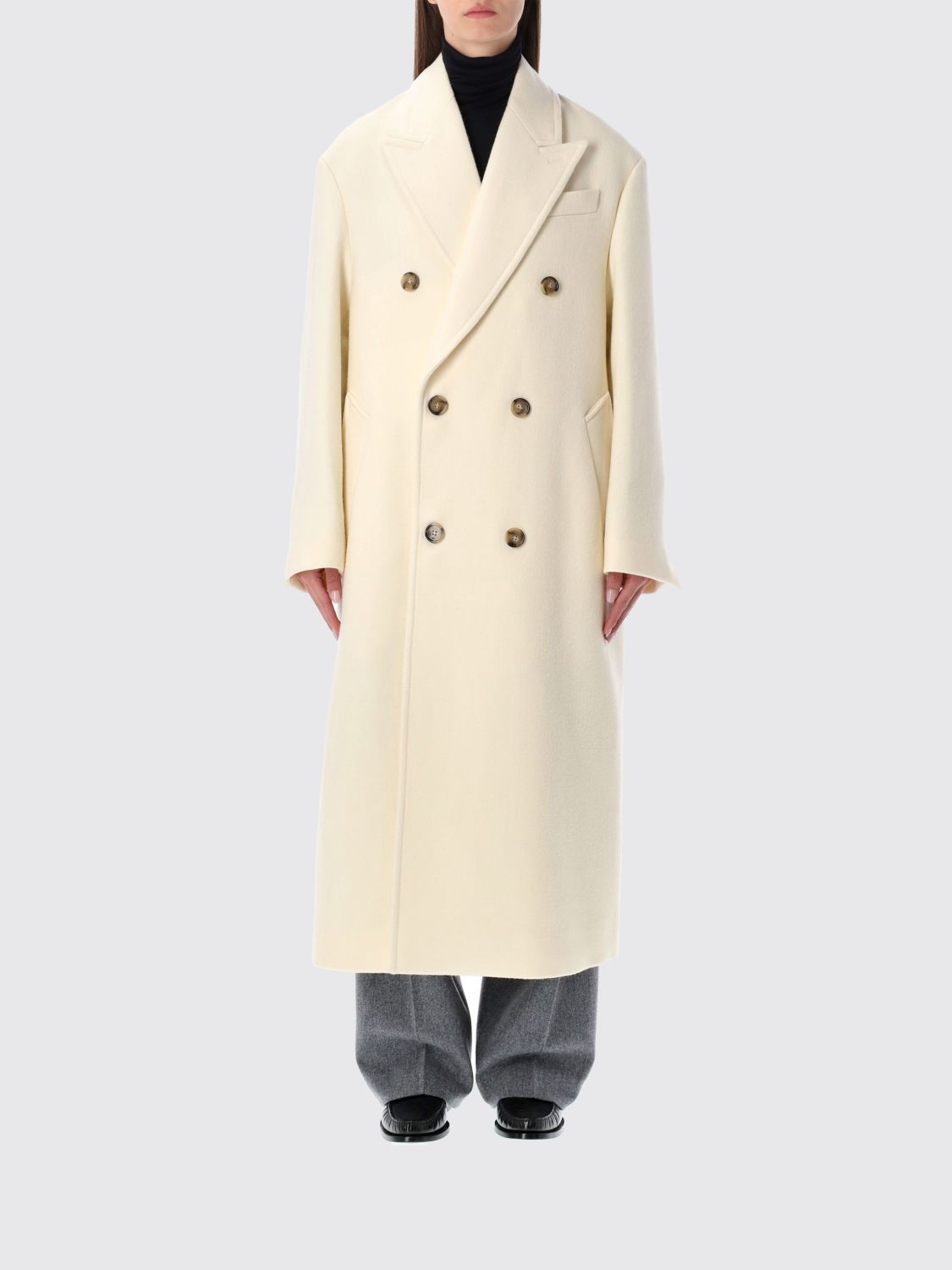 Ami Alexandre Mattiussi Ami Paris Ami Paris Wool Double-breasted Long Coat In Gray
