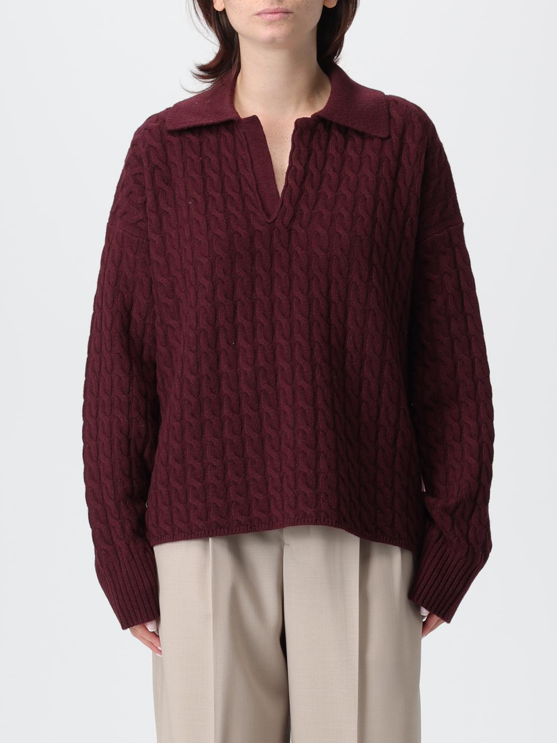 Ami Alexandre Mattiussi Bordeaux Polo Shirt With Woven Design In Wool Woman In Burgundy