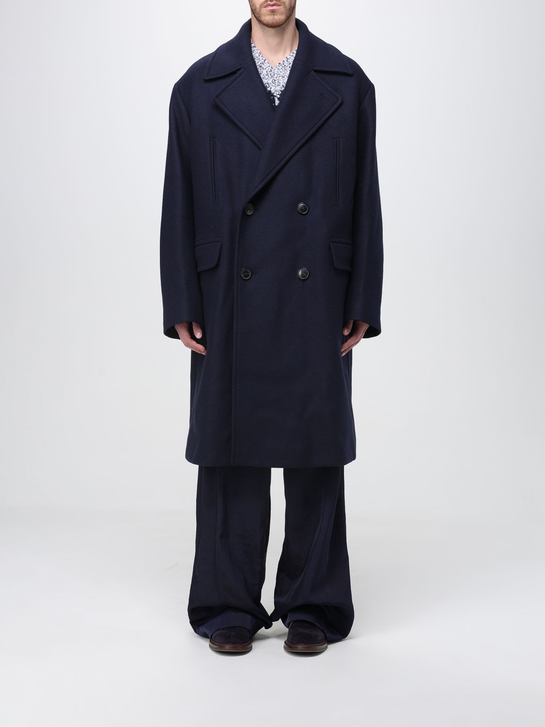 Dries Van Noten Coat  Men Color Blue In Black