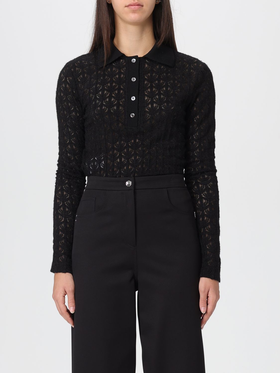 Pinko Polo Shirt Woman Color Black In Black