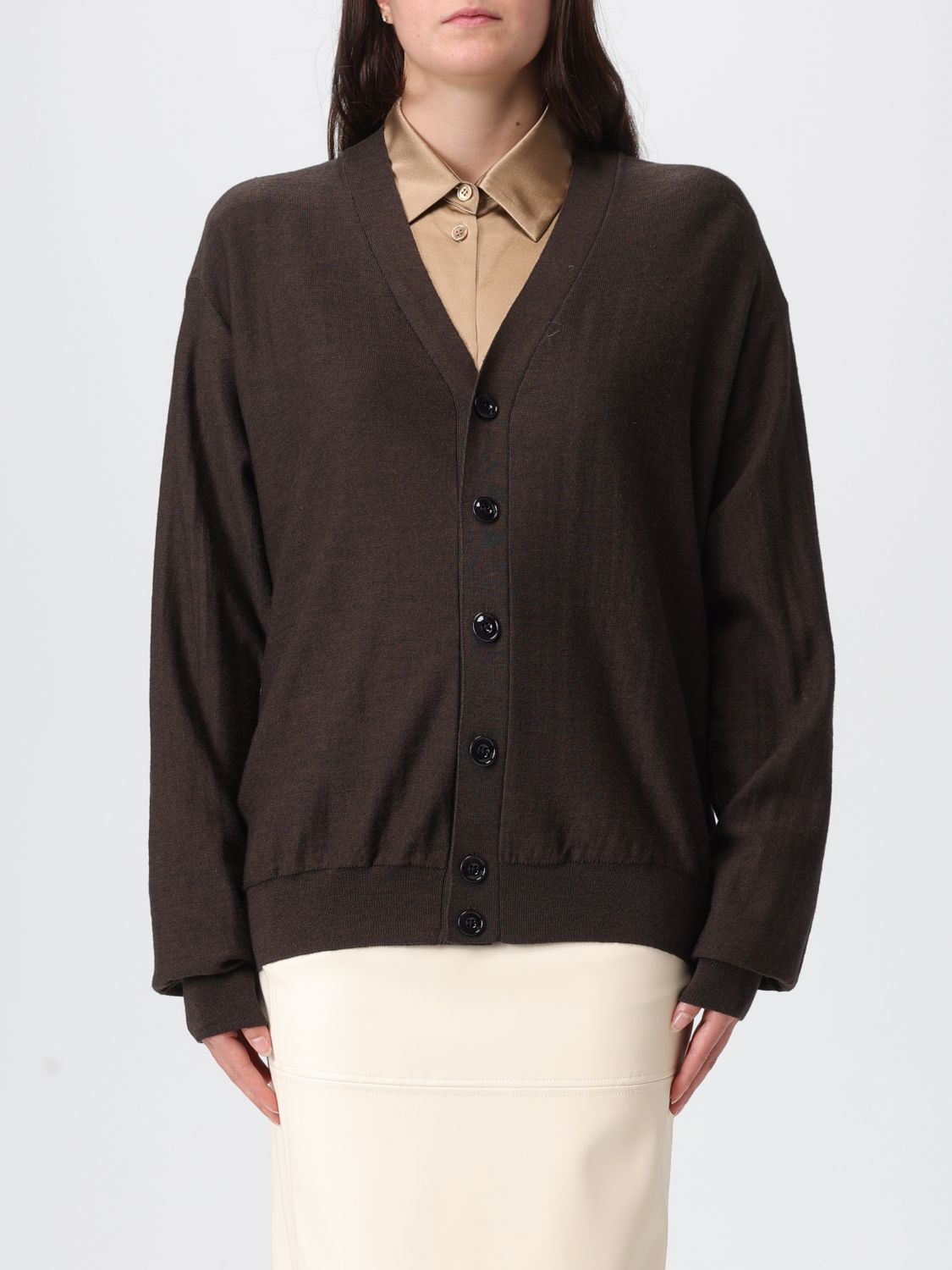 Lemaire Dark Cacao Cardigan Buttons Closure In Brown