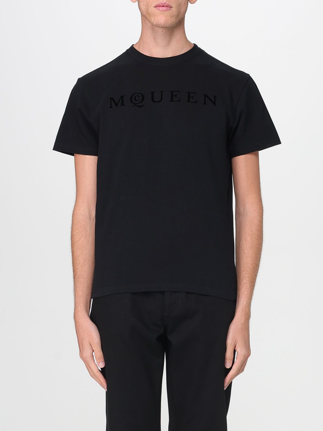 Alexander Mcqueen Crew Neck Short Sleeve Fitted T-shirt In Black