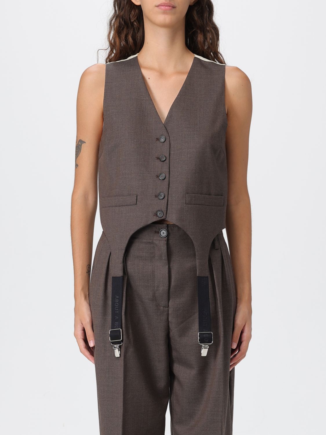 Erika Cavallini Waistcoat  Woman Color Brown In Brown