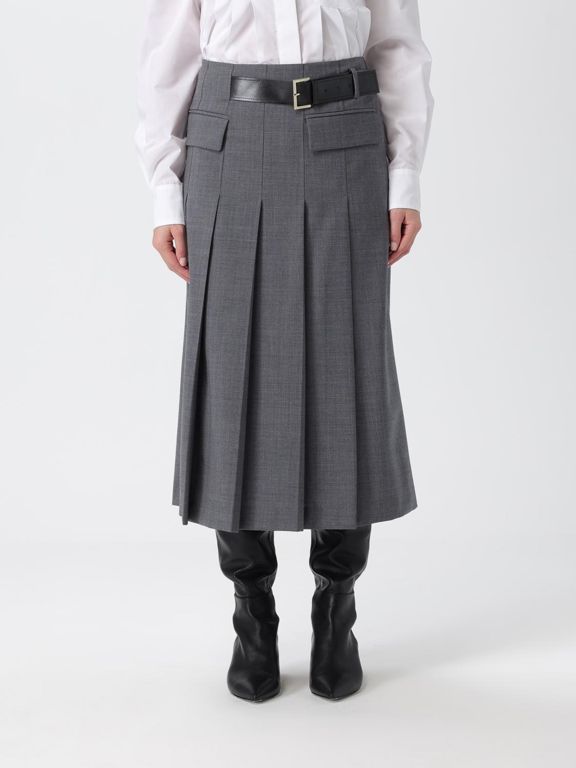 Semicouture Semi Couture Pleated Midi Skirt In Gray