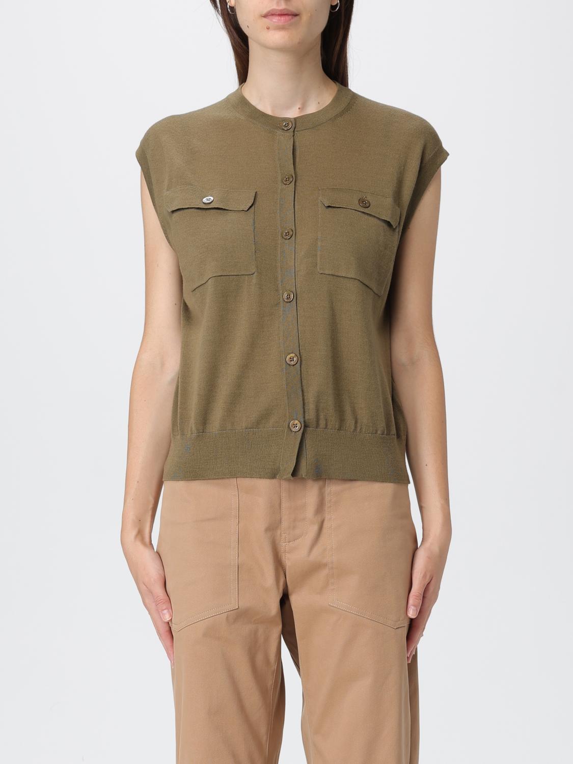Semicouture Semi Couture Brigida Sleeveless Gilet With Flap Pockets In Brown